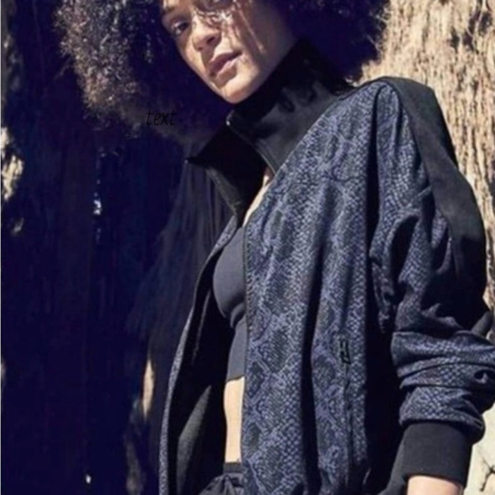 Athleta Black and Blue Bomber Jacket